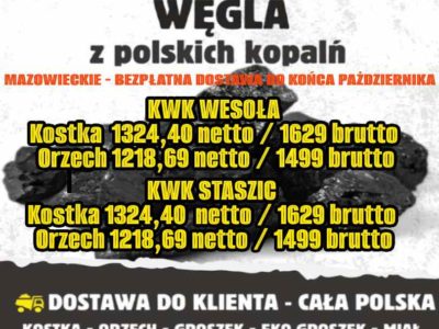 Hurtowa sprzedaż węgla z polskich kopalń MAZOWIECKIE